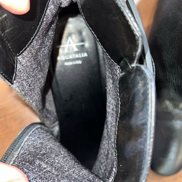 Aquatalia Vanie Black Weatherproof Leather Ankle Boots Made In Italy Women’s 7.5 - Picture 7 of 10